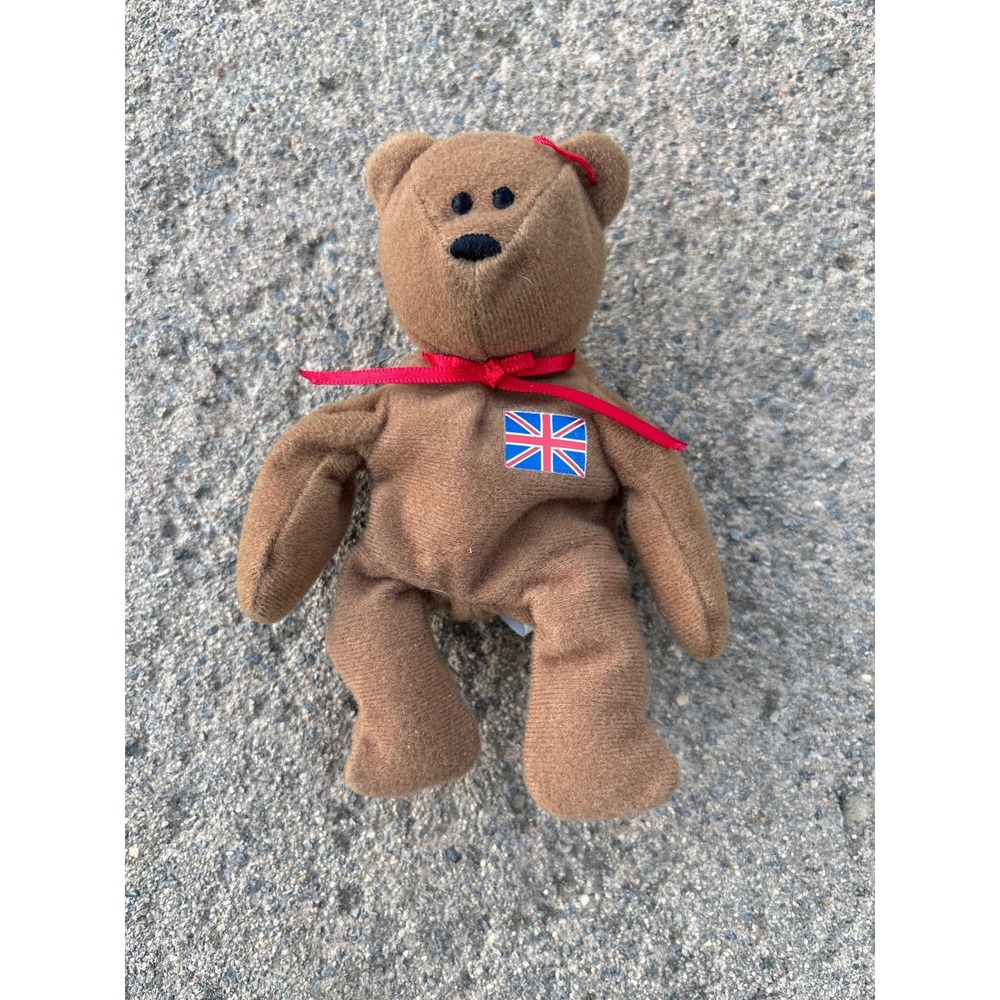 Ty Beanie Baby Britannia Bear Brown Union Jack Flag 1993 McDonalds Vintage Plush